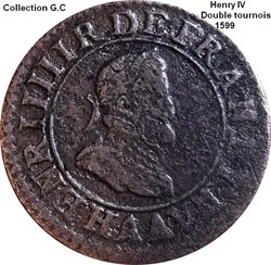 Double tournois, 2e type de Paris (légende française) 1599 Paris, Moulin des Étuves