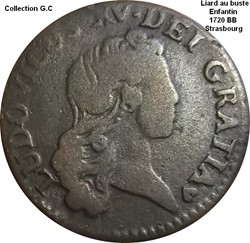 Liard au buste enfantin 1720 BB Strasbourg