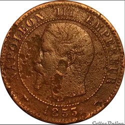 2 Centimes Napoléon III Tête Nue 1853 BB