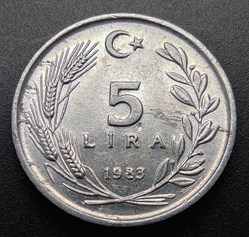 1983 lira 5 Aluminium