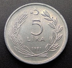 1981 lira 5 Aluminium