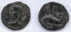 244-249 Philippus I, dolphin, AE16