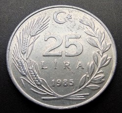 1985 lira 25 Aluminium