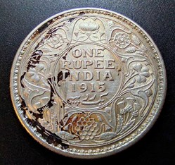 British India 1915 rupee