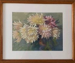 Coll. FD Catteau Aquarelle Bouquet Fleurs