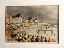 Coll. Privée Aquarelle "Plage "