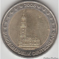 2 euros  2008 hambourg  j