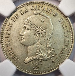20 Cents - République de la Guyanne Indépendante - "Liberté - Justice" - 1887 - Essai
