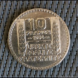 10 francs 1934 Turin (3 ouvert)