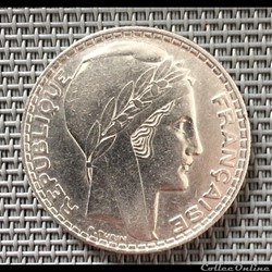 20 francs 1933 Turin rameaux courts