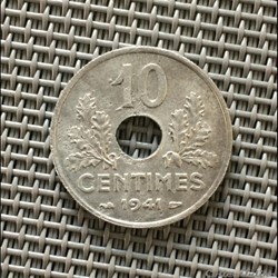 10 centimes 1941 état francais flanc mince