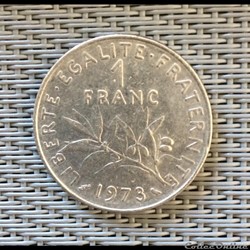 1 franc 1973 semeuse  Monedas  Mundo  Francia  Cinquième République