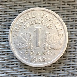 1 franc 1942 Bazor lourde