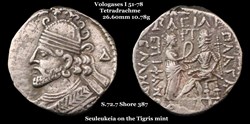 [S.72.5] Tétradrachme Vologases I