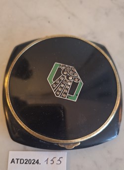 ATD2024.155 Poudrier Art déco au losange vert décoré de strass