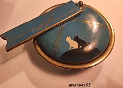 BPATD2023.59 Poudrier Art Déco aux deux chats