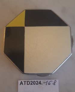 ATD2024.168 Poudrier Montral à motif géométrique jaune, crème et noir
