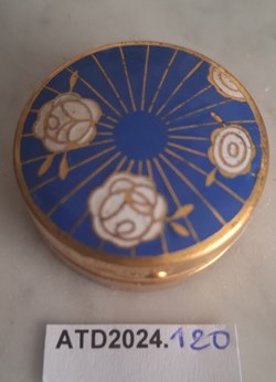 ATD2024.120 Poudrier rond Houbigant émaillé bleu azur et doré
