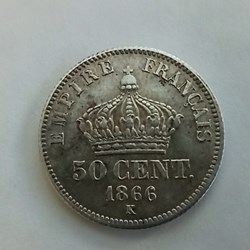 50C Napoléon III tête laurée 1866K