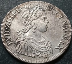 Louis XIV Ecu mèche courte 1644A