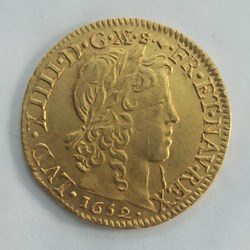 Louis XIV Louis d'or aux 4L mèche longue 1652D