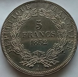 5 Francs Napoléon III tête nue 1852A