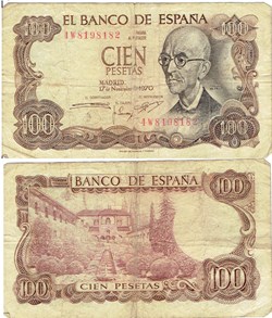ESPAGNE  100 PESETAS 1970