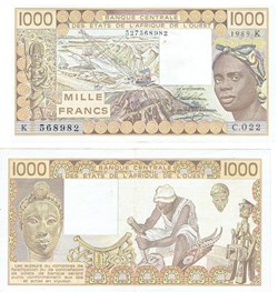 Afrique ÉTATS DE L'AFRIQUE DE L'OUEST  1000 Francs 1988