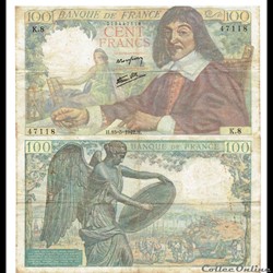 100 francs type 1942 "Descartes"