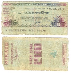 ITALY BANCO DI CHIAVARI E DELLA RIVIERA LIGURE 200 L