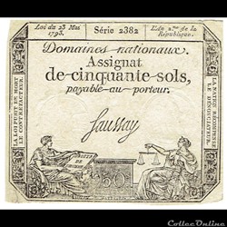 Billet France 50 Sols Liberté et Justice (23-05-1793)