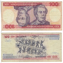 BRÉSIL 100 Cruzeiros type D. De Caxias