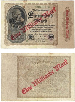 Allemagne 1 Milliard Mark / 1000 Mark type 1922