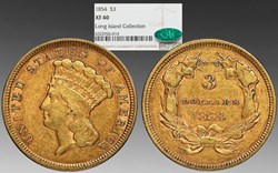 United States: 1854 gold 3 dollar "Indian Princess"