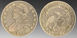 United States: silver Capped Bust half dollar, 1830