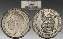 Great Britain: silver sixpence of George V, 1926 (Small Bust type)