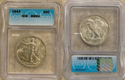 United States: 1943 silver Walking Liberty half dollar (ICG MS64)