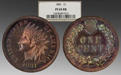 United States: 1881 bronze proof Indian Head cent