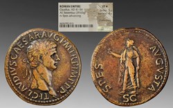 Roman Empire: ca. 41-54 AD bronze sestertius of Claudius