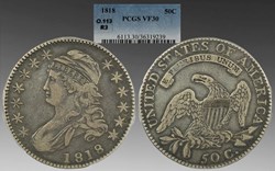 United States: silver Capped Bust half dollar, 1818