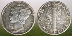 (DD007) USA: silver 1942 Mercury dime