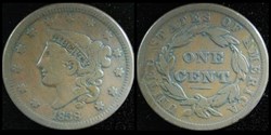 United States: 1838 copper Coronet large cent