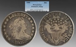 United States: 1806 silver Draped Bust half dollar, "Pointed 6, stem through claw" variety