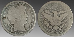 United States: silver Barber half dollar, 1899-O