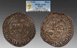 France: silver blanc of Charles VI ("The Mad"), ca. 1380-1422, Paris mint