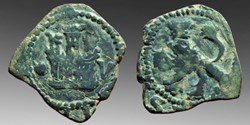 Spain: copper 2-maravedis of Ferdinand V of Aragon & Isabella I of Castile, ca. 1474-1504