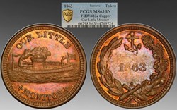 United States: 1863 bronze patriotic Civil War token, "Our Little Monitor" type