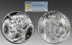 United States: 1944-D silver Winged Liberty ("Mercury") dime