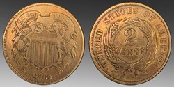 United States: bronze 2-cent piece, 1865