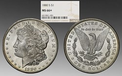 United States: 1880-S silver Morgan dollar